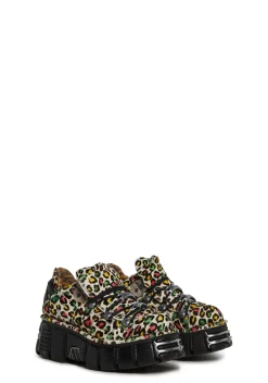 New Rock Flats*M-120N-C89 Chunky Leopard Oxford Shoes