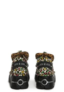 New Rock Flats*M-120N-C89 Chunky Leopard Oxford Shoes