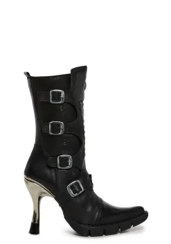 New Rock Boots*M-9373N-C2 Skinny Heel Moto Boots