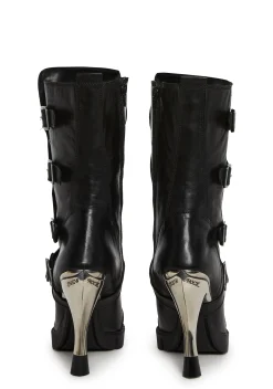 New Rock Boots*M-9373N-C2 Skinny Heel Moto Boots