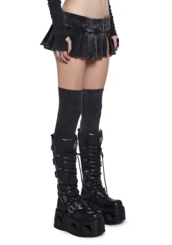 DARKER WAVS Bottoms|Skirts*Modulation Pleated Denim Micro Skirt