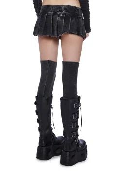 DARKER WAVS Bottoms|Skirts*Modulation Pleated Denim Micro Skirt