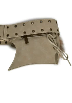 Club Exx Belts & Harnesses*Mojave Dreams Utility Belt - Beige Fur