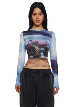 Current Mood Tops|Plus*Monster Truck Dreams Long Sleeve Top