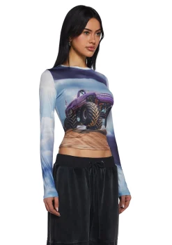 Current Mood Tops|Plus*Monster Truck Dreams Long Sleeve Top