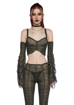 Widow Tops*Moonchild Elegance Long Sleeve Top - Olive