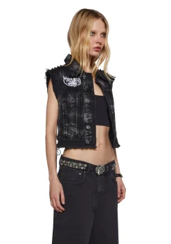 Widow Outerwear|Plus*Moonlight Pact Denim Vest