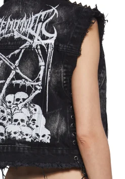 Widow Outerwear|Plus*Moonlight Pact Denim Vest