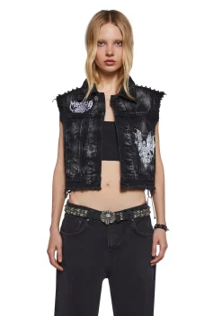 Widow Outerwear|Plus*Moonlight Pact Denim Vest