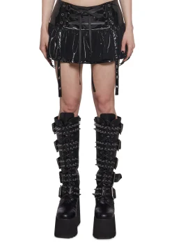 Widow Bottoms|Skirts*Morbid Midnight PVC Mini Skirt