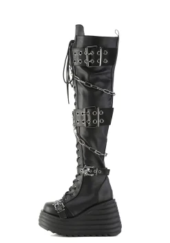 Demonia Boots|Platforms*Morte-312 Lace-Up Wedge Boots