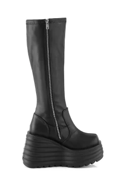 Demonia Boots|Platforms*Morte-300 Platform Stretch Knee High Boots