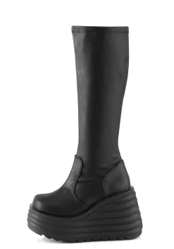 Demonia Boots|Platforms*Morte-300 Platform Stretch Knee High Boots