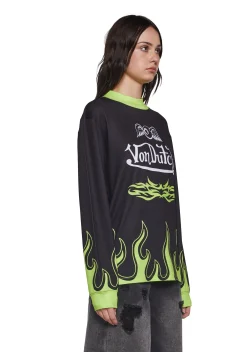 Dolls Kill x Von Dutch Tops*Motocross Long Sleeve Tee - Green