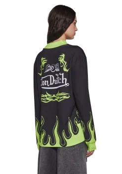 Dolls Kill x Von Dutch Tops*Motocross Long Sleeve Tee - Green