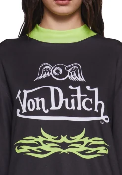 Dolls Kill x Von Dutch Tops*Motocross Long Sleeve Tee - Green