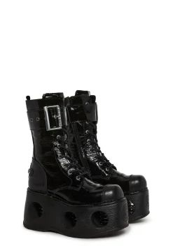 New Rock Boots|Platforms*M-312-S5 Circle Cutout Boots
