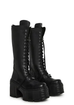 New Rock Boots*M-TM002-C2 Lace-Up Knee High Boots