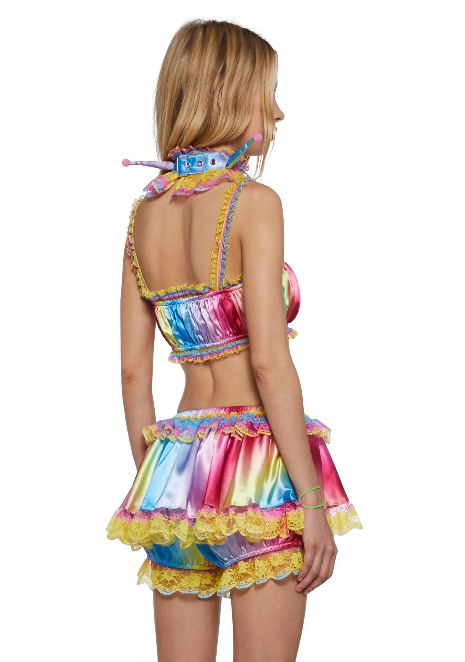 Club Exx Tops|Plus*Multicolor Trickery Crop Top And Collar Set