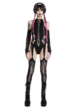Widow Tops*My Own Worst Enemy Shredded Bodysuit