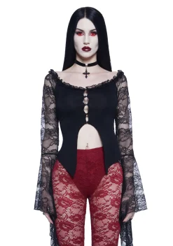 Widow Tops|Plus*My Very Nature Long Sleeve Top - Black