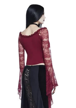 Widow Tops|Plus*My Very Nature Long Sleeve Top - Dark Red