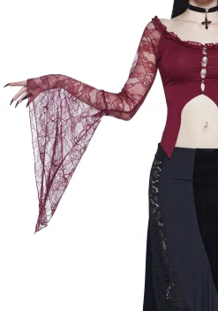 Widow Tops|Plus*My Very Nature Long Sleeve Top - Dark Red