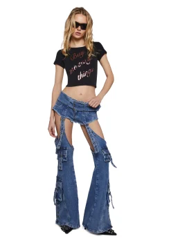 Generation Kiss Bottoms*Natasha Belt Flare Jeans