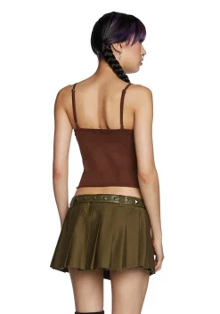 Current Mood Tops*Never Conform Slashed Tank - Brown