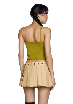 Current Mood Tops*Never Conform Slashed Tank - Green