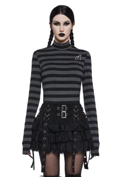 The Grave Girls Tops|Plus*Never Meant To Be Mock Neck Top - Gray