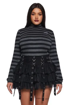 The Grave Girls Tops|Plus*Never Meant To Be Mock Neck Top - Gray