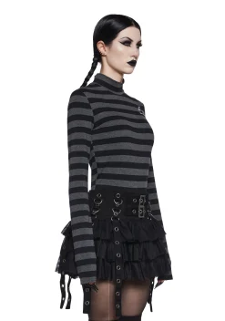 The Grave Girls Tops|Plus*Never Meant To Be Mock Neck Top - Gray