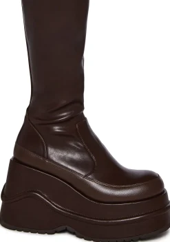 Current Mood Boots*New Fans Wedge Stretch Boots - Brown