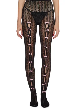 x_Leg Avenue Socks & Tights*Next Level Sweetheart Lace Tights - Black