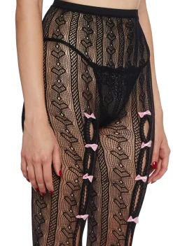 x_Leg Avenue Socks & Tights*Next Level Sweetheart Lace Tights - Black