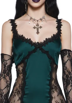 Widow Dresses*Night Surrender Maxi Slip Dress - Green