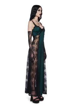 Widow Dresses*Night Surrender Maxi Slip Dress - Green