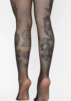x_Leg Avenue Socks & Tights*Night Take It Easy Fishnet Crotchless Tights