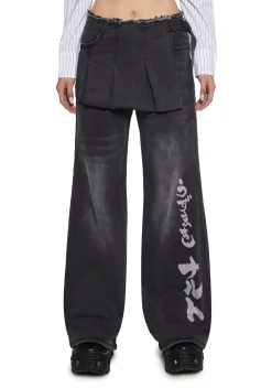 Dolls Kill x NARUTO SHIPPUDEN Bottoms|Pants*Ninja Academy Elite Wide Leg Pants With Skirt