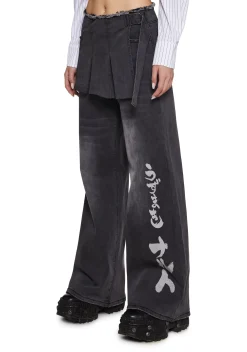 Dolls Kill x NARUTO SHIPPUDEN Bottoms|Pants*Ninja Academy Elite Wide Leg Pants With Skirt