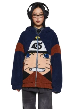 Dolls Kill x NARUTO SHIPPUDEN Outerwear|Plus*Ninja Hero Hooded Sherpa Jacket