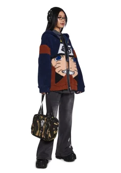 Dolls Kill x NARUTO SHIPPUDEN Outerwear|Plus*Ninja Hero Hooded Sherpa Jacket