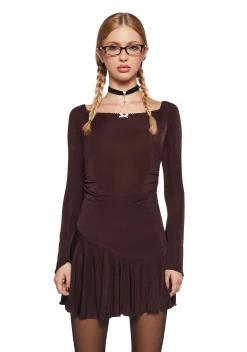 x_Bear Dance Dresses|Mini Dresses*Nonchalant Energy Mini Dress - Brown