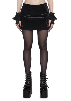 Widow Bottoms|Skirts*Obscure Darkness Velvet Mini Skirt
