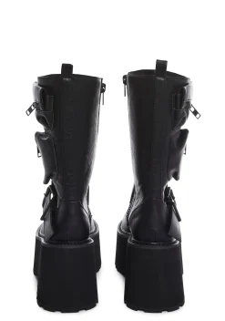 Current Mood Boots*Obsidian Platform Zip-Up Boots - Black