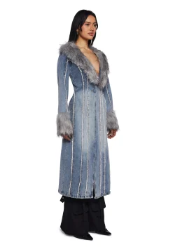 Current Mood Outerwear|Plus*Off Beat Charm Denim Maxi Coat - Light Blue