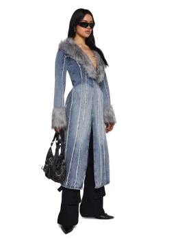 Current Mood Outerwear|Plus*Off Beat Charm Denim Maxi Coat - Light Blue