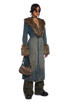 Current Mood Outerwear|Plus*Off Beat Charm Denim Maxi Coat - Dark Blue
