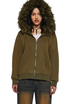 Current Mood Outerwear|Sweatshirts & Hoodies*Off The Hook Zip-Up Hoodie - Green
